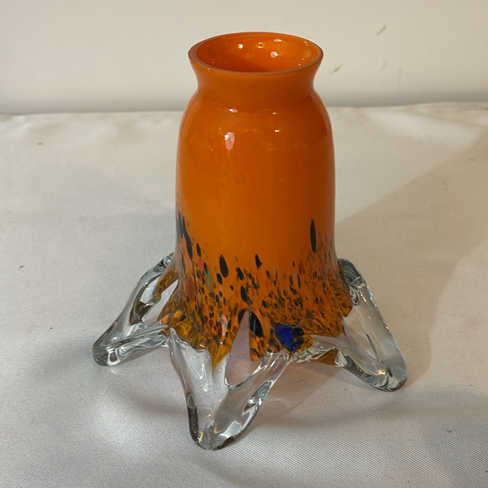 Handmade Flowing Blown Glass Tulip Shade Orange Multi - Picture 3 of 8